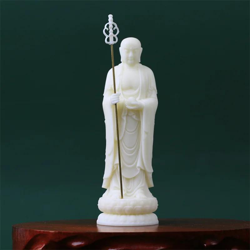 Tagua Nut Carving Ksitigarbha Bodhisattva Buddha Statue Decor Home Living Room Feng Shui Auspicious Decoration Handicrafts
