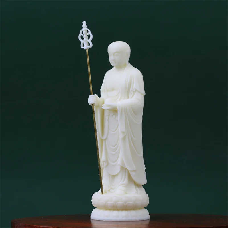 Tagua Nut Carving Ksitigarbha Bodhisattva Buddha Statue Decor Home Living Room Feng Shui Auspicious Decoration Handicrafts