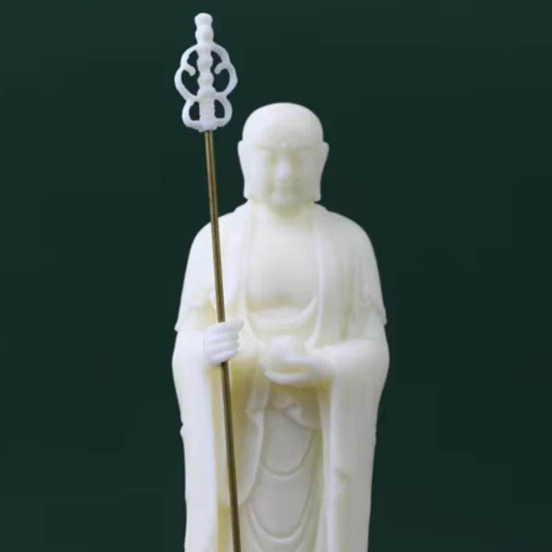 Tagua Nut Carving Ksitigarbha Bodhisattva Buddha Statue Decor Home Living Room Feng Shui Auspicious Decoration Handicrafts