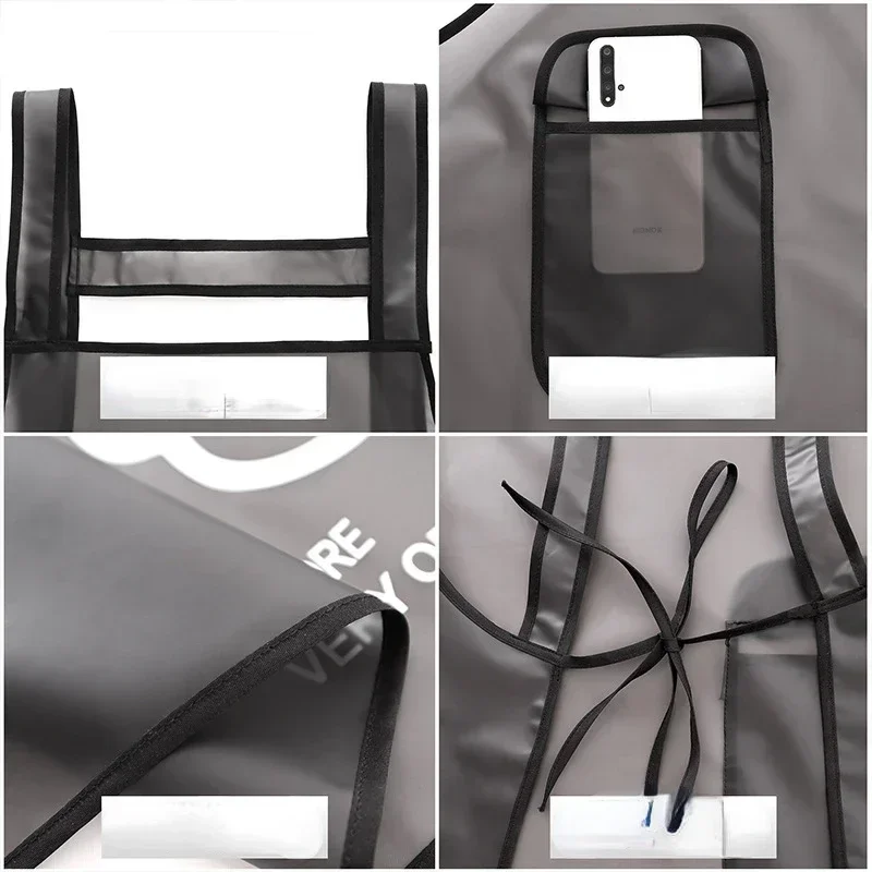 Kitchen Waterproof Apron Transparent Ladies Men Home Aprons Wipeable Oil Resistant Baking Accessories BBQ Restaurant Cafe Aprons