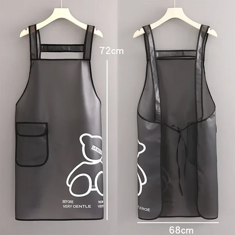Kitchen Waterproof Apron Transparent Ladies Men Home Aprons Wipeable Oil Resistant Baking Accessories BBQ Restaurant Cafe Aprons