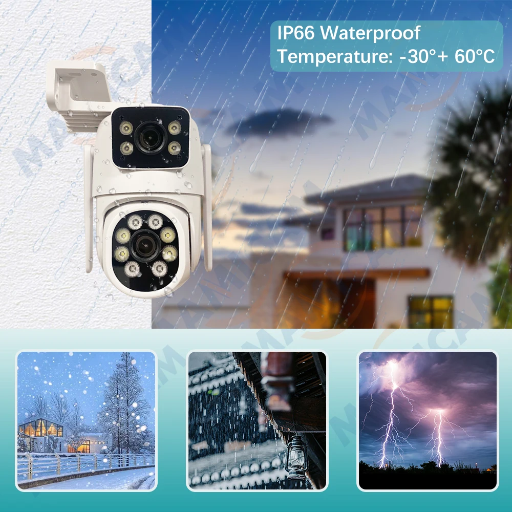 4MP WIFI IP Camera 3G 4G SIM Card PTZ 4MP Video Surveillance Cameras Outdoor Dual Lens ZOOM Alarm Color Night Camhipro App
