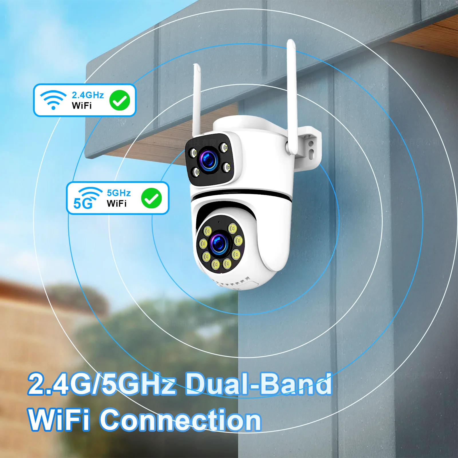 Tuya 5K WiFi Surveillance Camera 5G Wifi Outdoor Dual Lens PTZ IP Cameras Auto Tracking ONVIF Security CCTV Camera Support Alexa