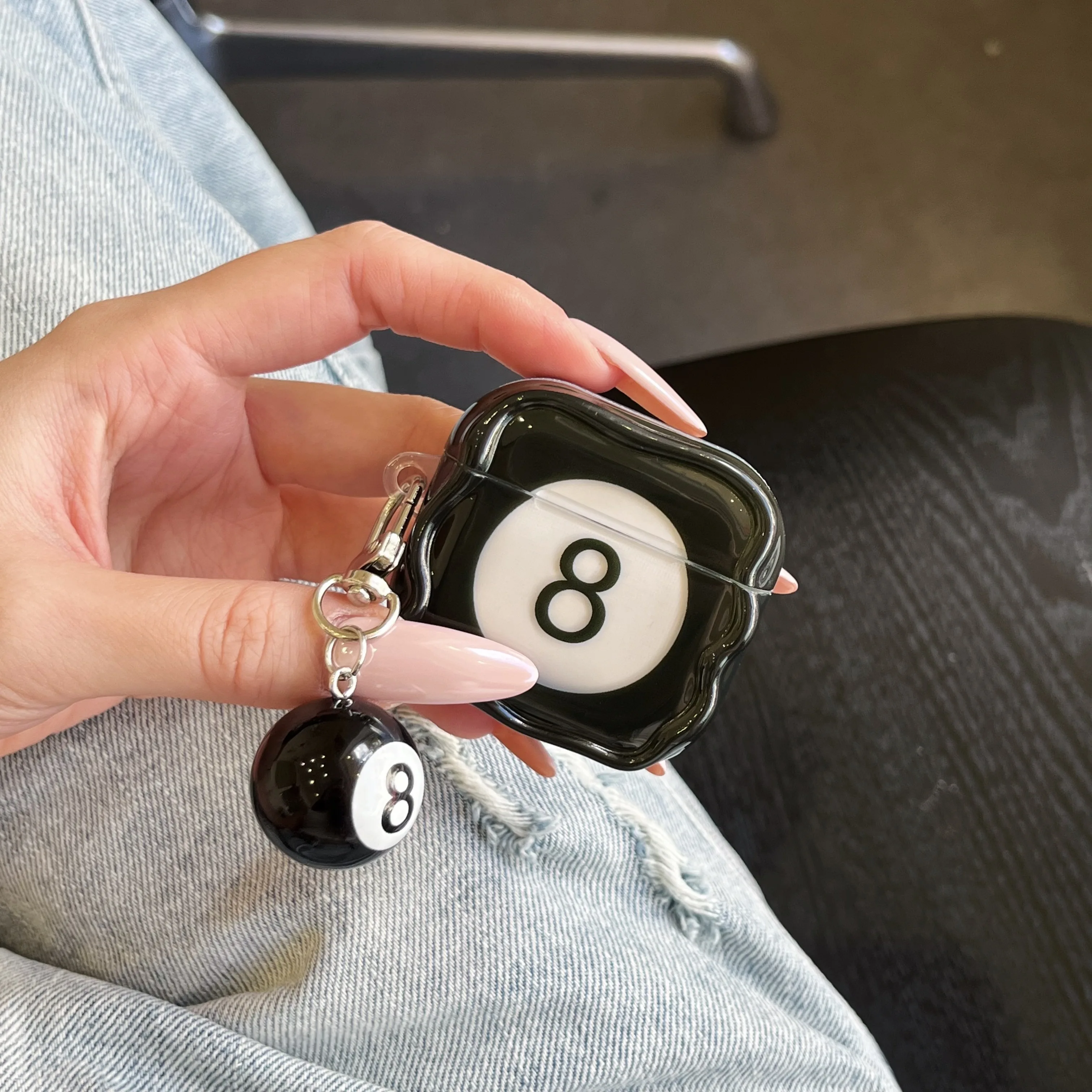 For Apple AirPods Pro3 AirPods 1 2 3 4 Pro 2 Case Creative Simulation Eightball Earbuds Protective Cover With Pendant