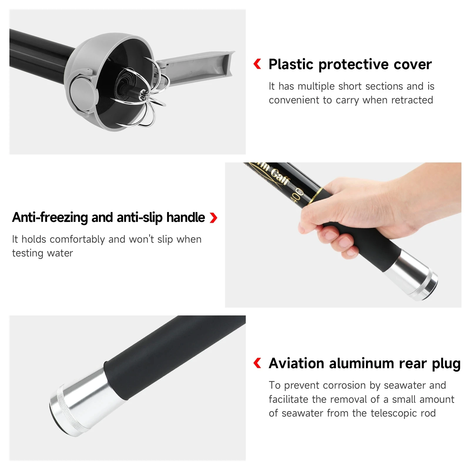 SANLIKE 4m Telescopic Squid Hooks 11 Section Fibreglass Rods Stainless Steel 7 Claw Hooks with EVA Protector Sea Fishing Gear