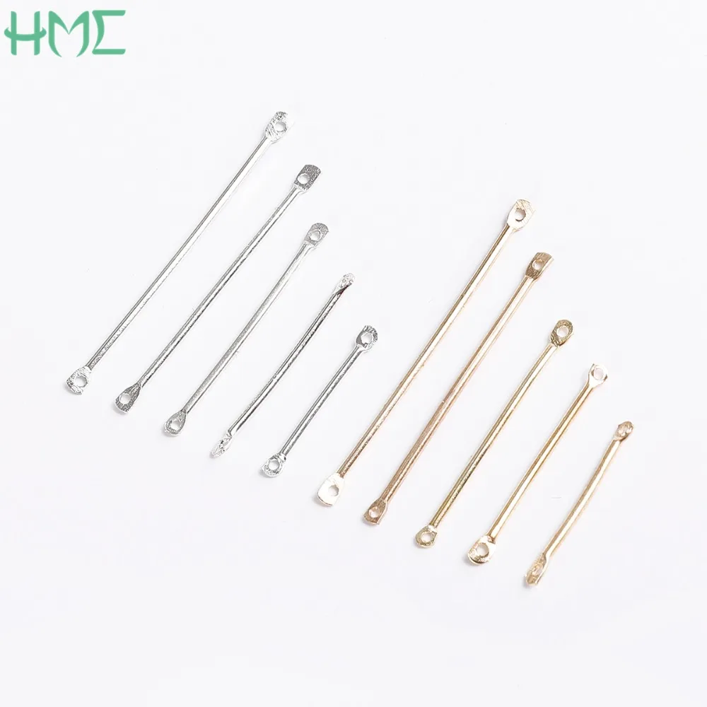 50pcs Gold Rhodium Metal Double Cylinder Connecting Rod For Ear Stud Clip Hook Earring Handmade Jewelry Making Accessories