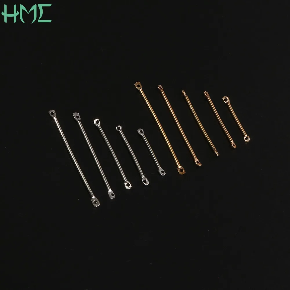 50pcs Gold Rhodium Metal Double Cylinder Connecting Rod For Ear Stud Clip Hook Earring Handmade Jewelry Making Accessories
