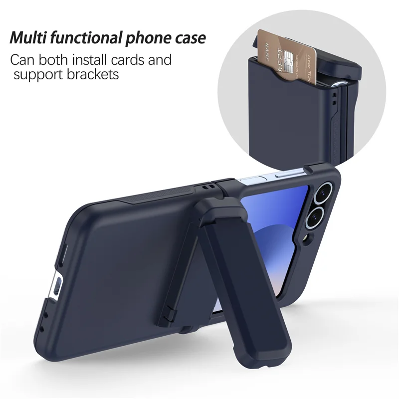 Wallet Card Insertion Folding Phone Case for Samsung Galaxy Z Flip 5 6 4 3 Shockproof Bracket Hinge Cover for Galaxy Z Flip7 5G
