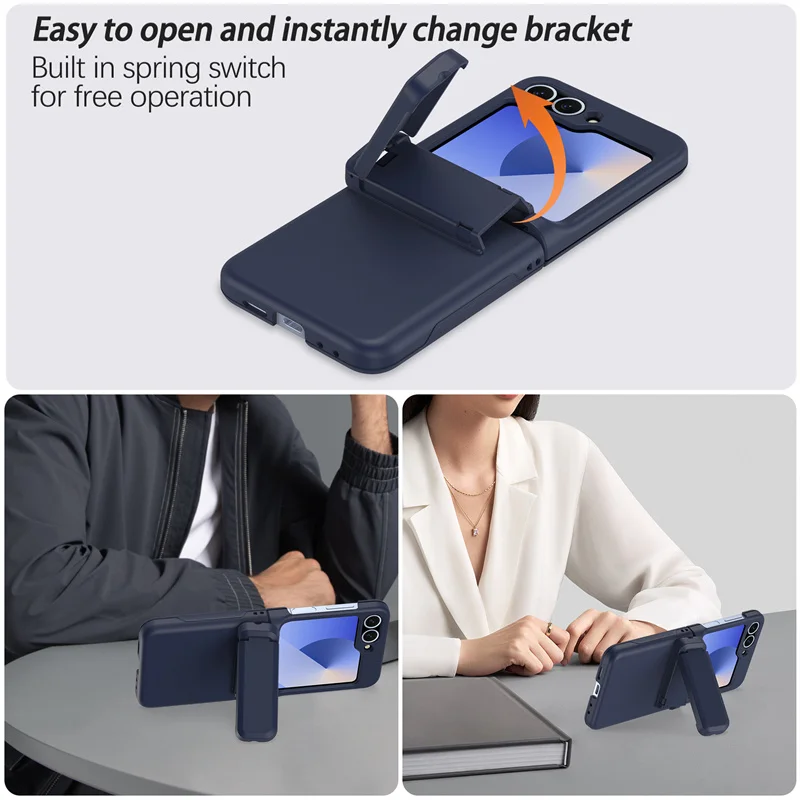 Wallet Card Insertion Folding Phone Case for Samsung Galaxy Z Flip 5 6 4 3 Shockproof Bracket Hinge Cover for Galaxy Z Flip7 5G