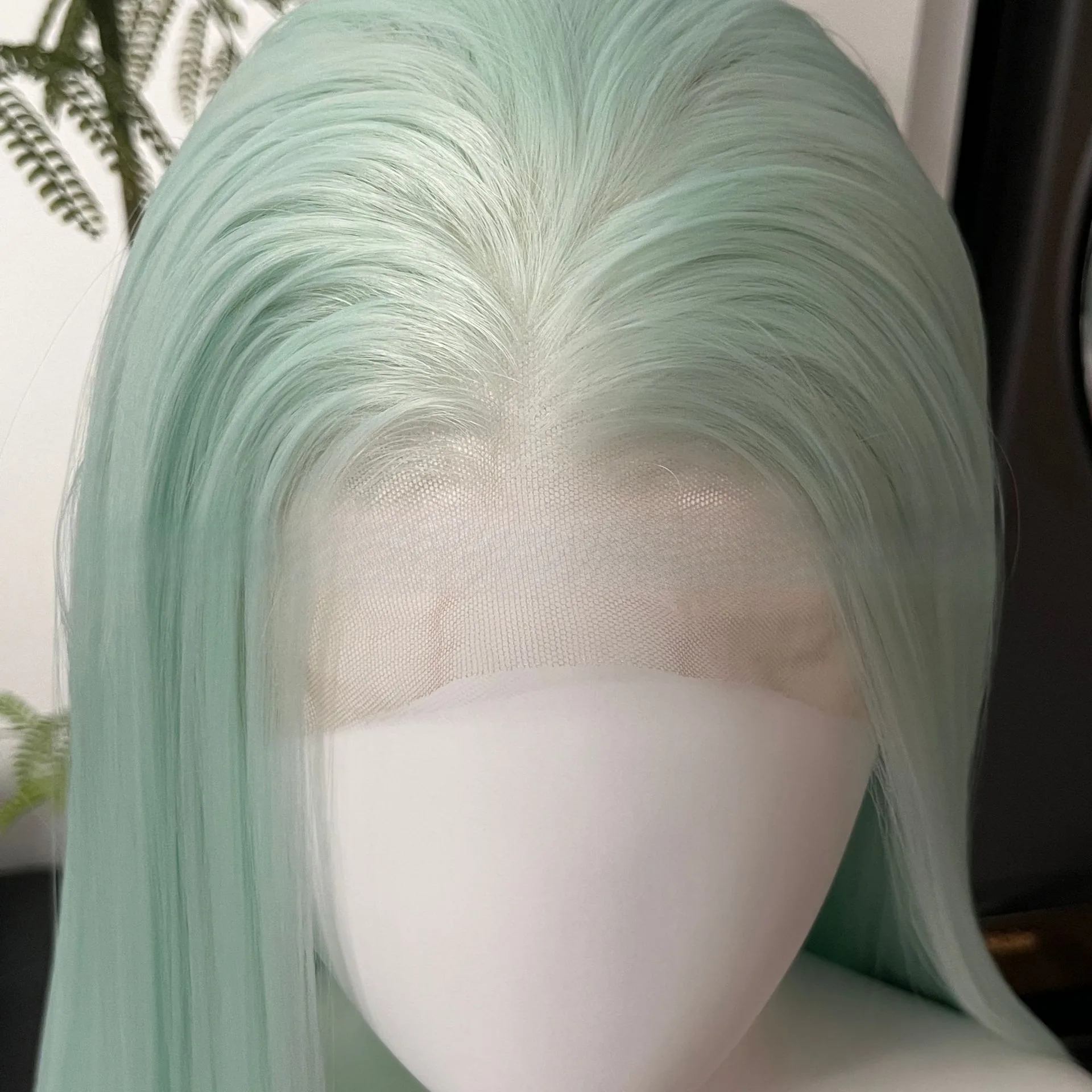 28inch Light Mint Light Green Hand Hook Forehead Europe and America 13x4 Lace Wig Female Full Headset Cosplay wig