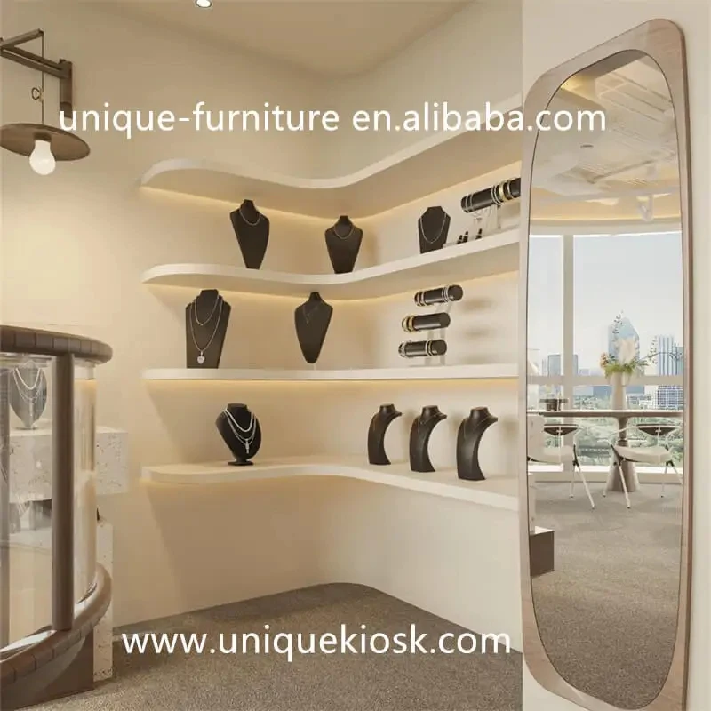 custom.Luxury Modern Jewelry Interior Design, Custom Jewelry Display Cabinet with LED Lighting Retail Shop