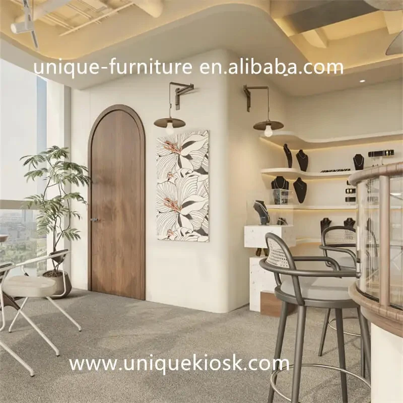 custom.Luxury Modern Jewelry Interior Design, Custom Jewelry Display Cabinet with LED Lighting Retail Shop