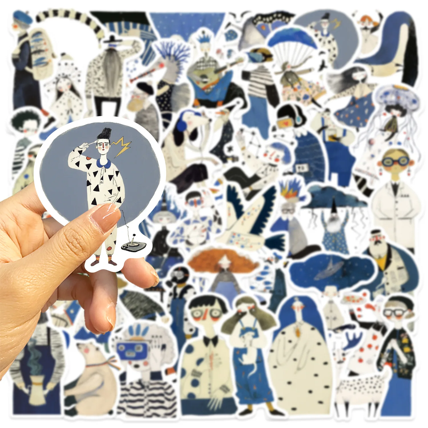 10/30/50PCS Funny Illustration Stickers Blue Graffiti Decoration Aesthetics DIY Fridge Luggage Laptop Guitar Bike Cartoon Decals