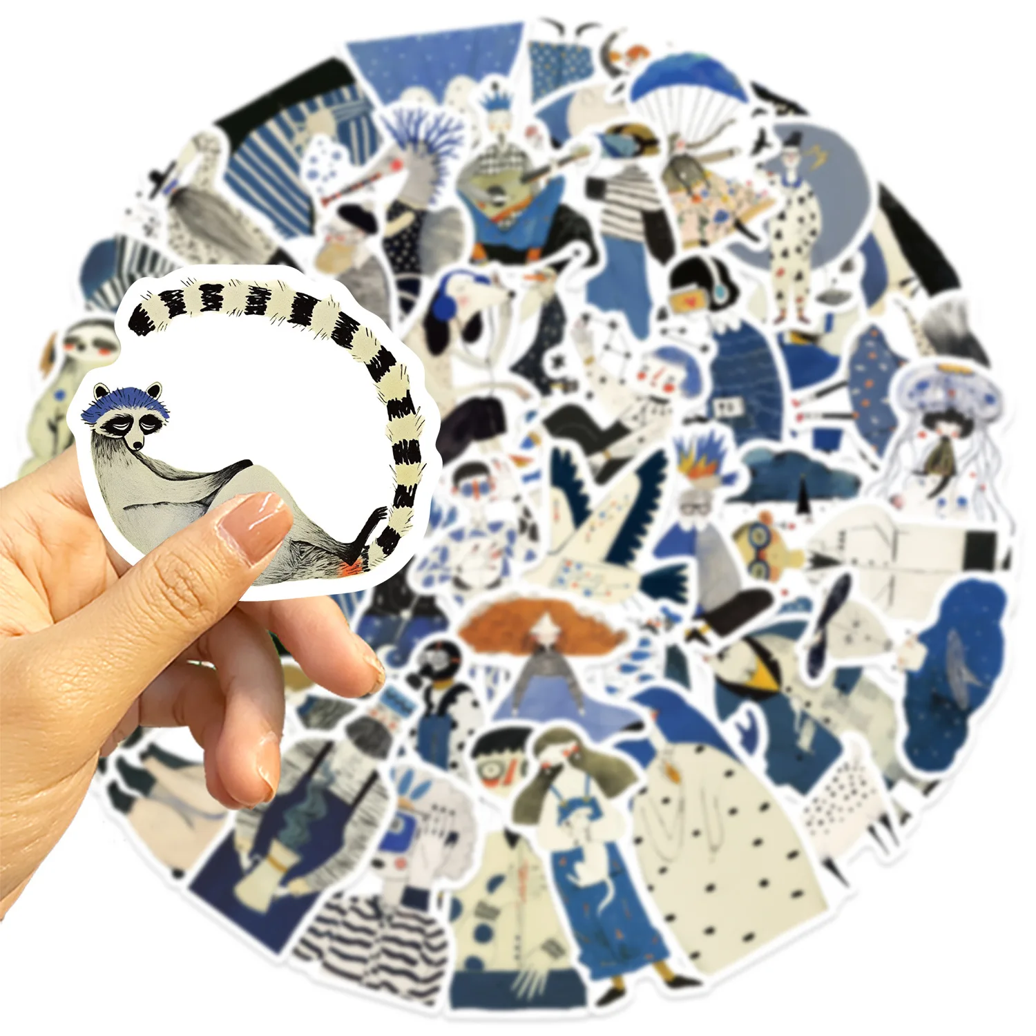 10/30/50PCS Funny Illustration Stickers Blue Graffiti Decoration Aesthetics DIY Fridge Luggage Laptop Guitar Bike Cartoon Decals