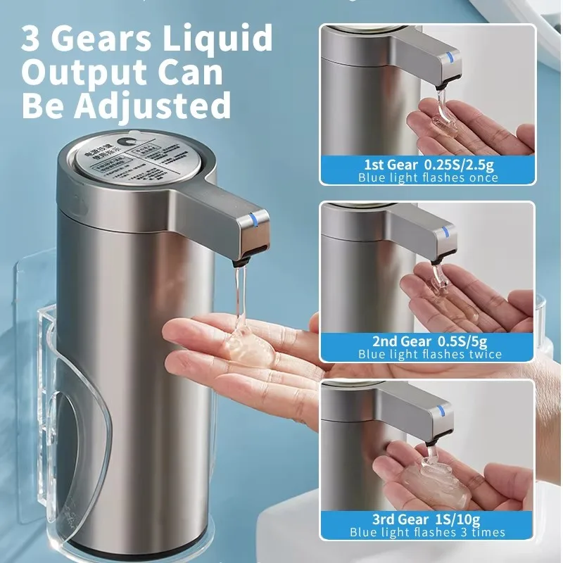 270ml Kitchen Soap Dispenser Automatic Sensor Hand Sanitizer 304 Stainless Steel Smart USB Electric Body Wash Soap Dispenser