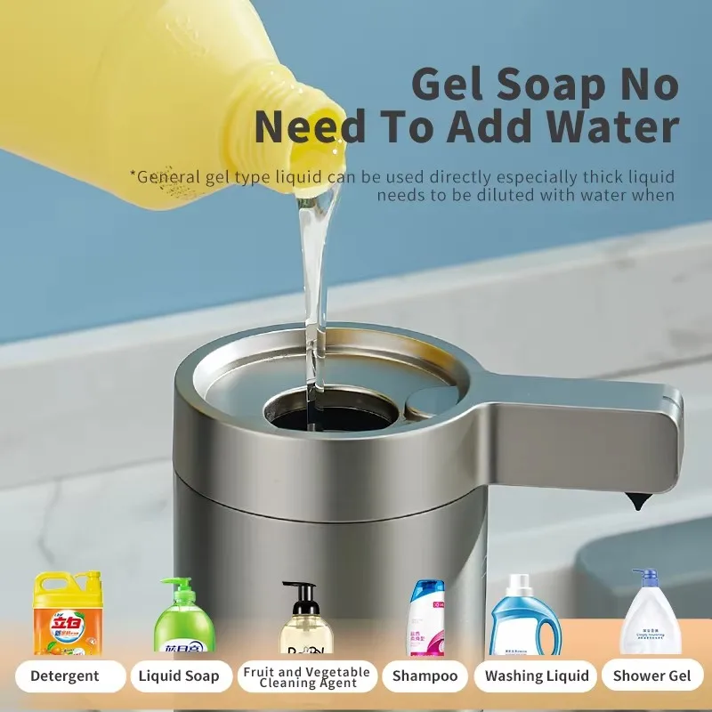 270ml Kitchen Soap Dispenser Automatic Sensor Hand Sanitizer 304 Stainless Steel Smart USB Electric Body Wash Soap Dispenser