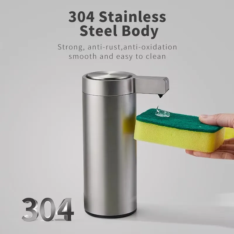 270ml Kitchen Soap Dispenser Automatic Sensor Hand Sanitizer 304 Stainless Steel Smart USB Electric Body Wash Soap Dispenser