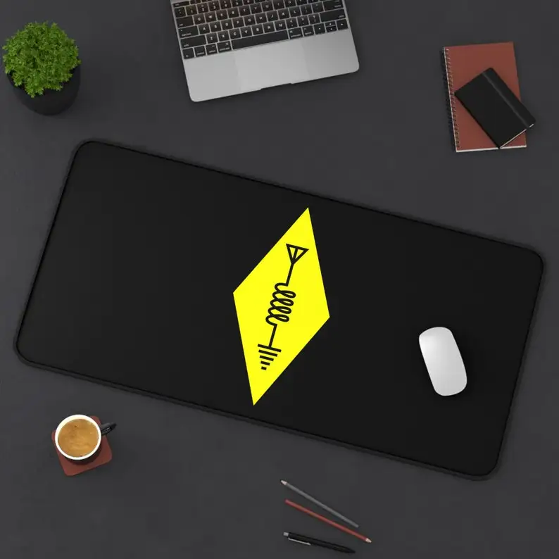 Amateur Radio Symbol Table Mat, Ham Radio Mouse Pad XXL,Non-Slip Black Gaming Mouse Pad,Minimalist Radio Operator Set Decoration