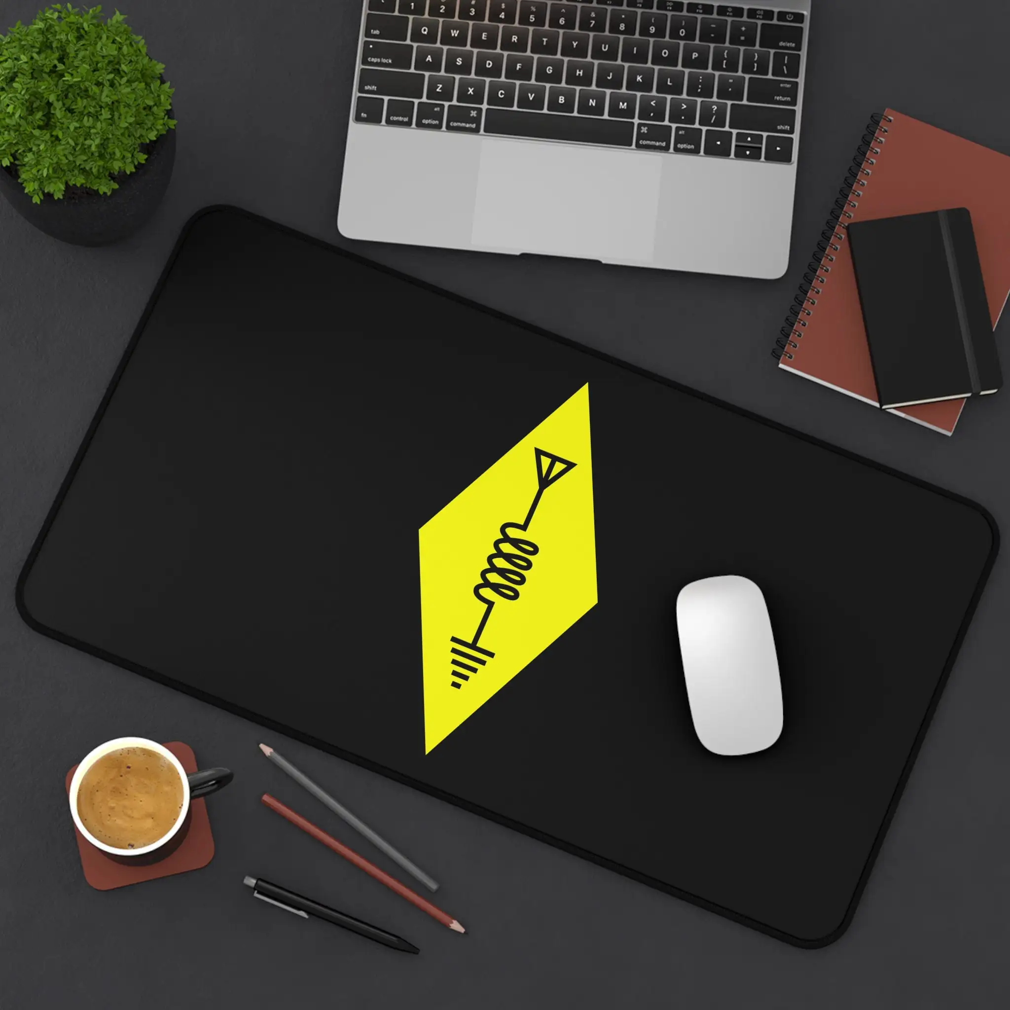 Amateur Radio Symbol Table Mat, Ham Radio Mouse Pad XXL,Non-Slip Black Gaming Mouse Pad,Minimalist Radio Operator Set Decoration