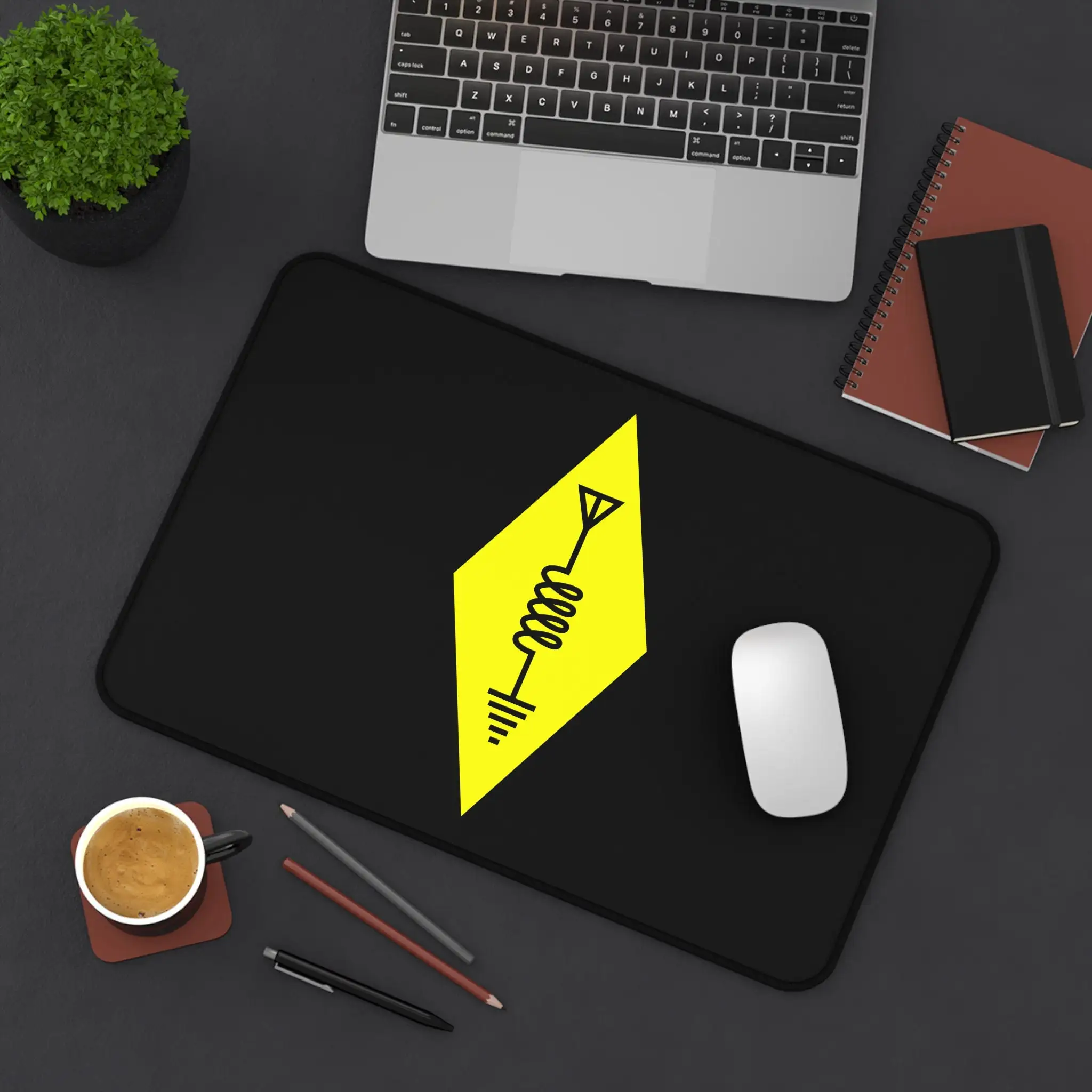 Amateur Radio Symbol Table Mat, Ham Radio Mouse Pad XXL,Non-Slip Black Gaming Mouse Pad,Minimalist Radio Operator Set Decoration