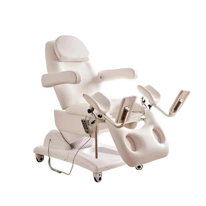 Electric Gynecology Exam Table With Metal Frame Synthetic Leather Upholstery And Stirrups For OB GYN Clinic Hospital Use
