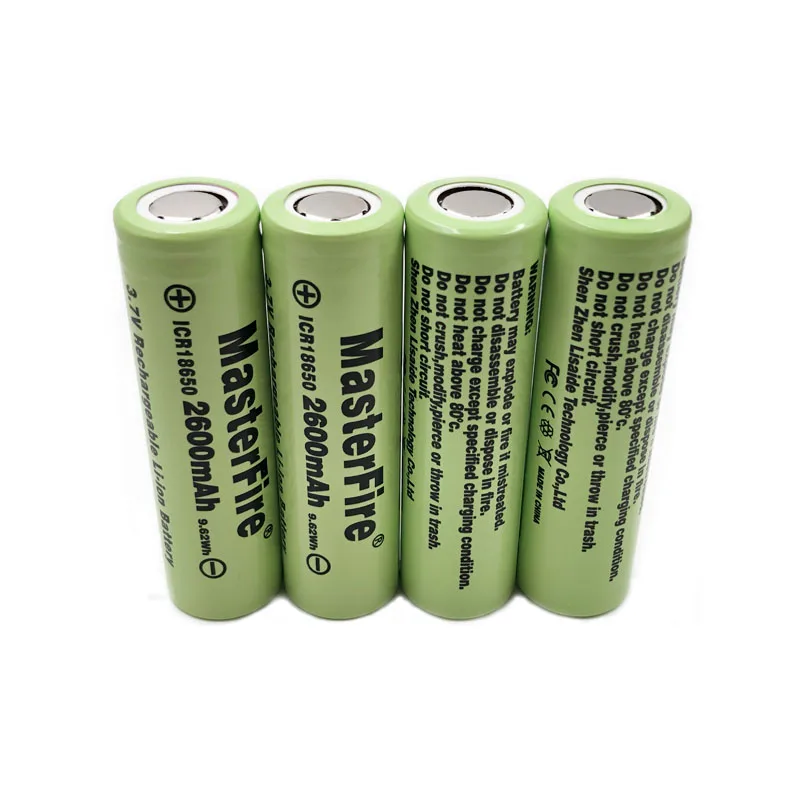 MasterFire ICR18650-26F 18650 2600mah 9.62Wh 26F Battery Rechargeable LED Flashlight Headlamp Laser Pen Drone Lithium Batteries