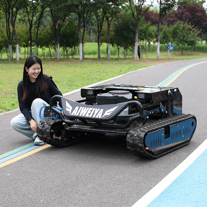 Customized RC Self-propelled All Terrain Robotic Mower 4-stroke Tracked Zero Turn GPS Monitor Standard Cutting Width & Height