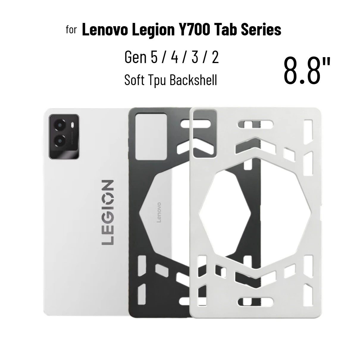 Flip Case for Lenovo Legion Y700 Tab Gen 5/4/3/2 8.8" Soft TPU Cover Hollow Cooling Design Shockproof Back Shell Non-Slip Cases