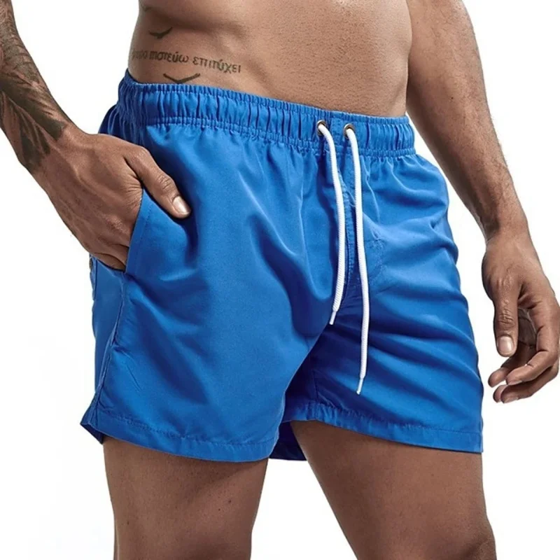 New Men Swimwear Summer Casual Mens Shorts Candy Color 5 Inch Beach Shorts For Seaside Vacation Pool Spa