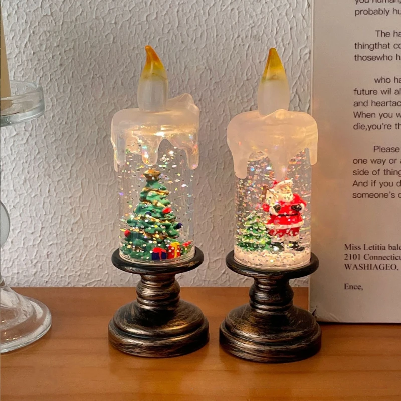 Christmas Glowing Tree Night Light Festive Atmosphere Tabletop Ornament Candle Lamp Home Decor Holiday Scene Gift for Cozy Décor