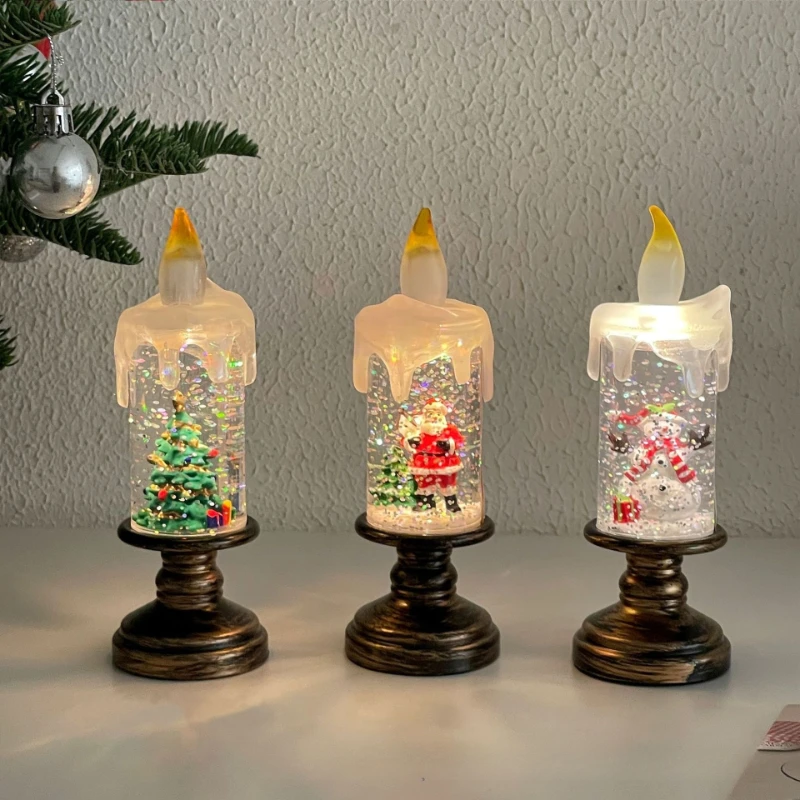 Christmas Glowing Tree Night Light Festive Atmosphere Tabletop Ornament Candle Lamp Home Decor Holiday Scene Gift for Cozy Décor