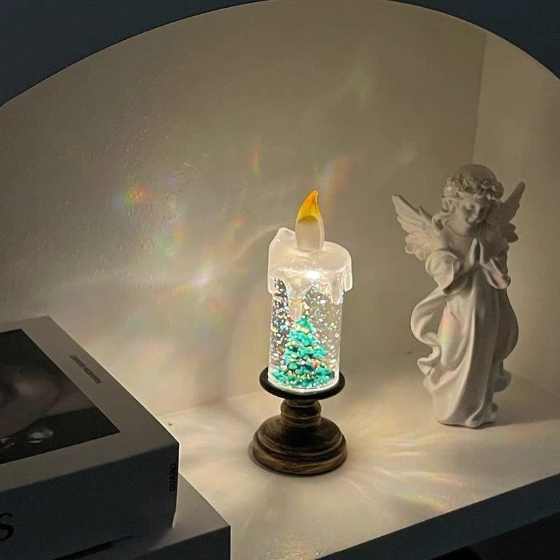 Christmas Glowing Tree Night Light Festive Atmosphere Tabletop Ornament Candle Lamp Home Decor Holiday Scene Gift for Cozy Décor