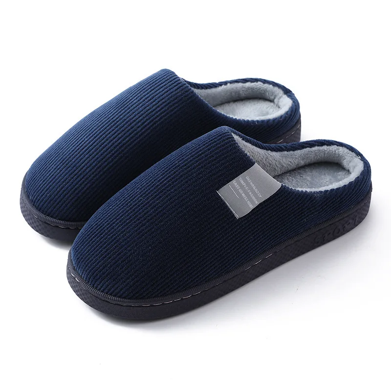 Winter Warm Men Fur Slippers House Non Slip Soft Shoes Comfort Flat Heel Home Indoor Bedroom Plush Slippers for Couples Zapatos