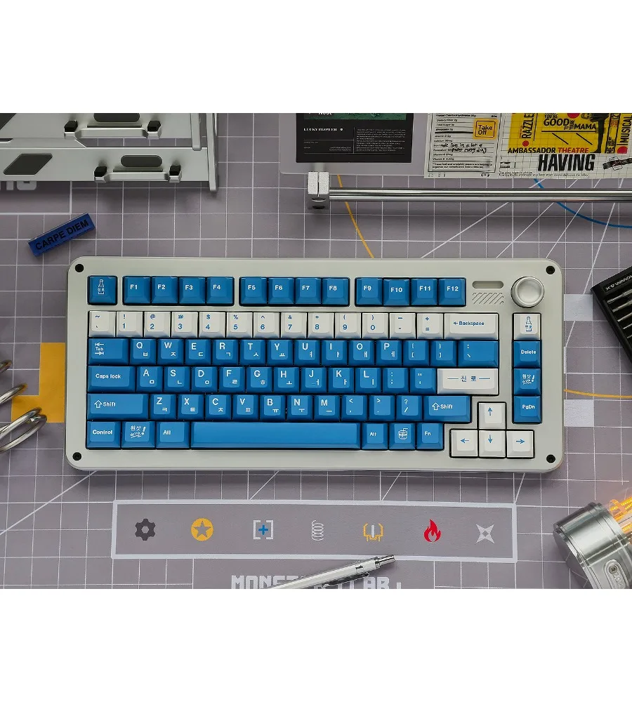Blue soju Korean keycap PBT five-sided sublimation customized magnetic axis Original wooting mechanical keyboard