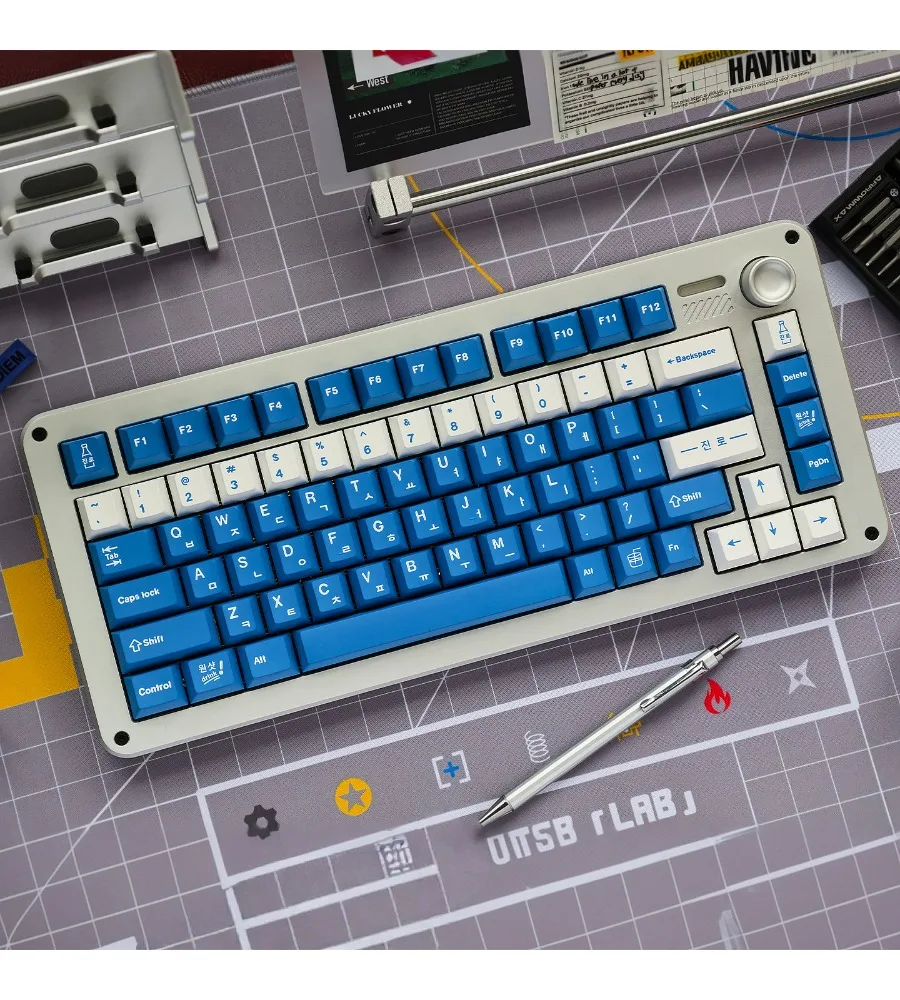 Blue soju Korean keycap PBT five-sided sublimation customized magnetic axis Original wooting mechanical keyboard