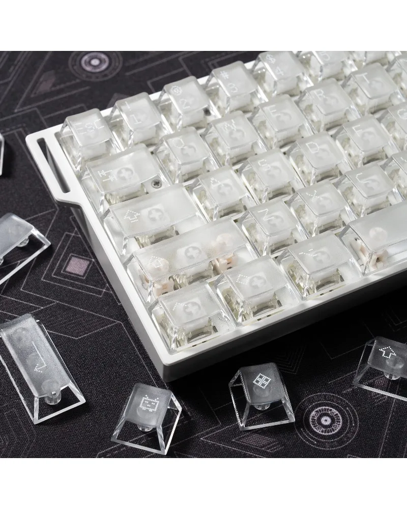 Pixel wind fog transparent keycap transparent engraved light transparent magnetic axis game mechanical keyboard