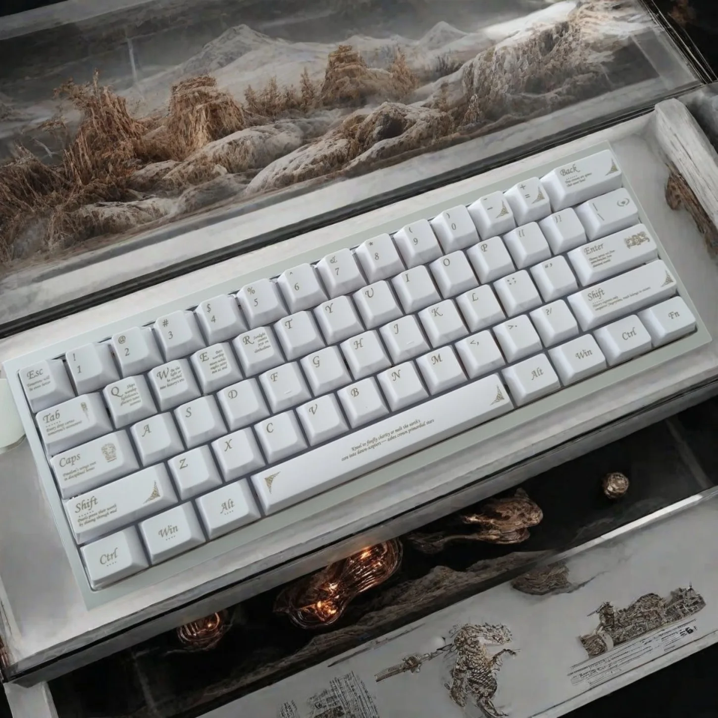 Simplicity Similar To Ceramic White Key Cap Cherry Black White Color 115 Keys Suitable for Magnetic Cross Axis Keyboard Wooting