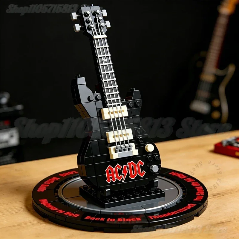 Brick Guitar Model Kit DIY Mini Electric Replica Ornament Rock Band Inspired Puzzle Toy Gift For Music Lovers Teens Desk Decor