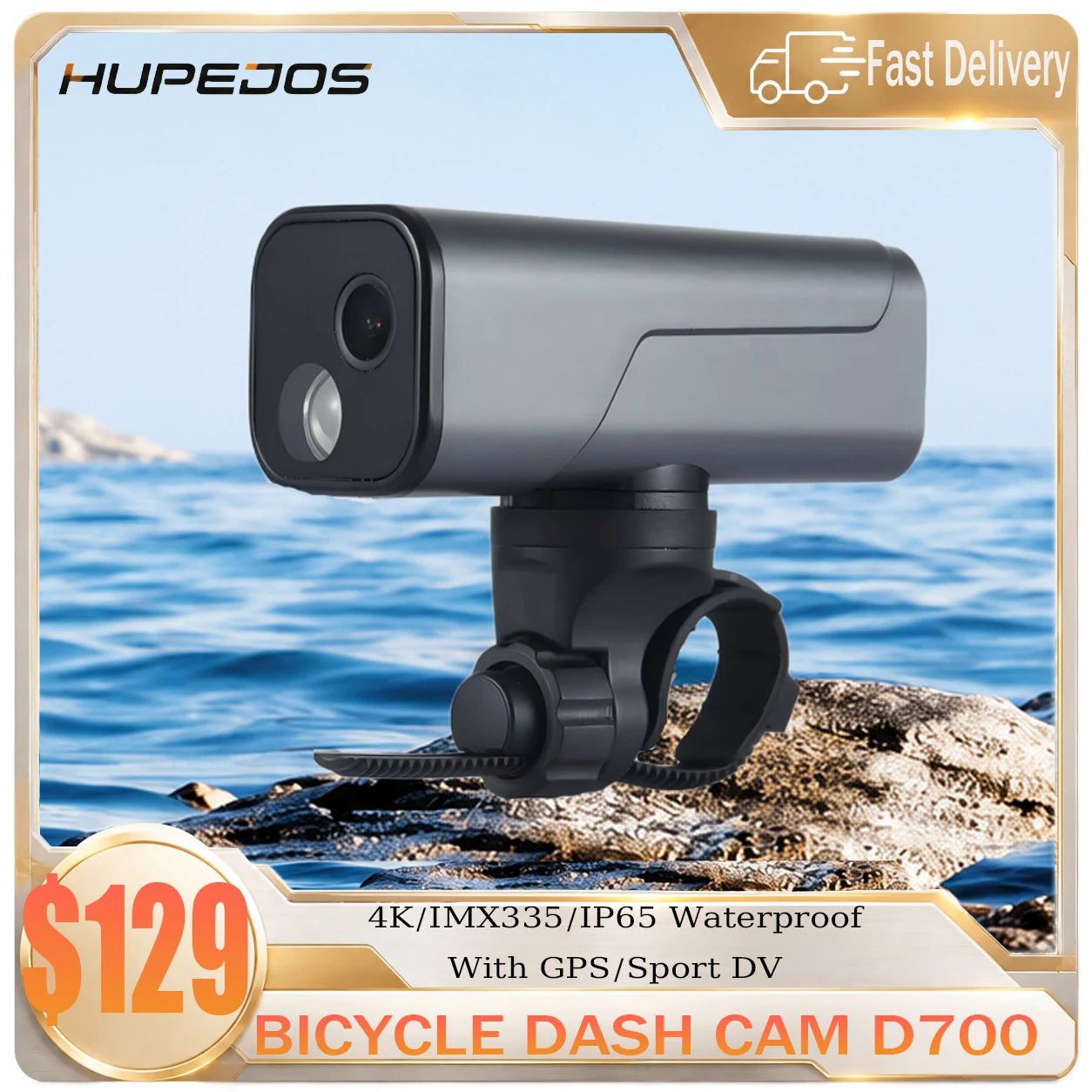HUPEJOS 4K UHD Action Camera With GPS Tracker,Wireless Bike Camera,Anti-Shake Sport DV,IP65 Waterproof,Bicycle Light,APP Support