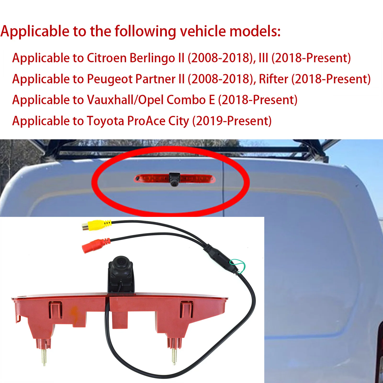 for Car Brake Light Rear View Reverse Camera For Citroen Berlingo Peugeot Partner II 2008-2016 Waterproof Backup Camera