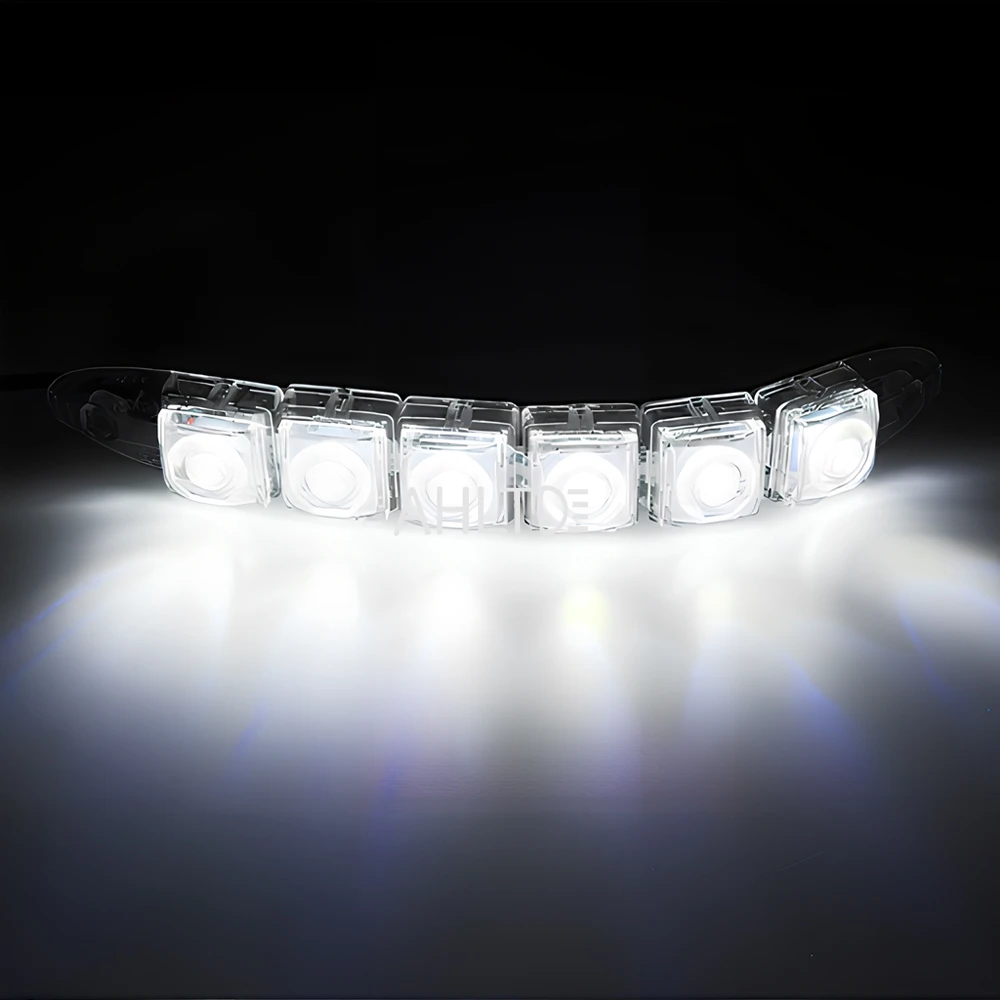 1X Car Universal Led DRL Daytime Running Light Flexible 6LED White Waterproof Driving Fog Bulb Turn Signal Lamp Auto Styling 12V