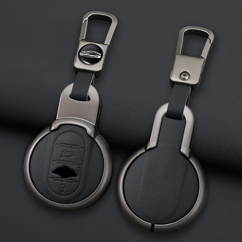 For BMW MINI Cooper One Fun F54 F55 F56 R56 R57 R58 R59 R60 R61 Car Zinc Alloy Leather Key Case Holder Cover Keychain Accessorie