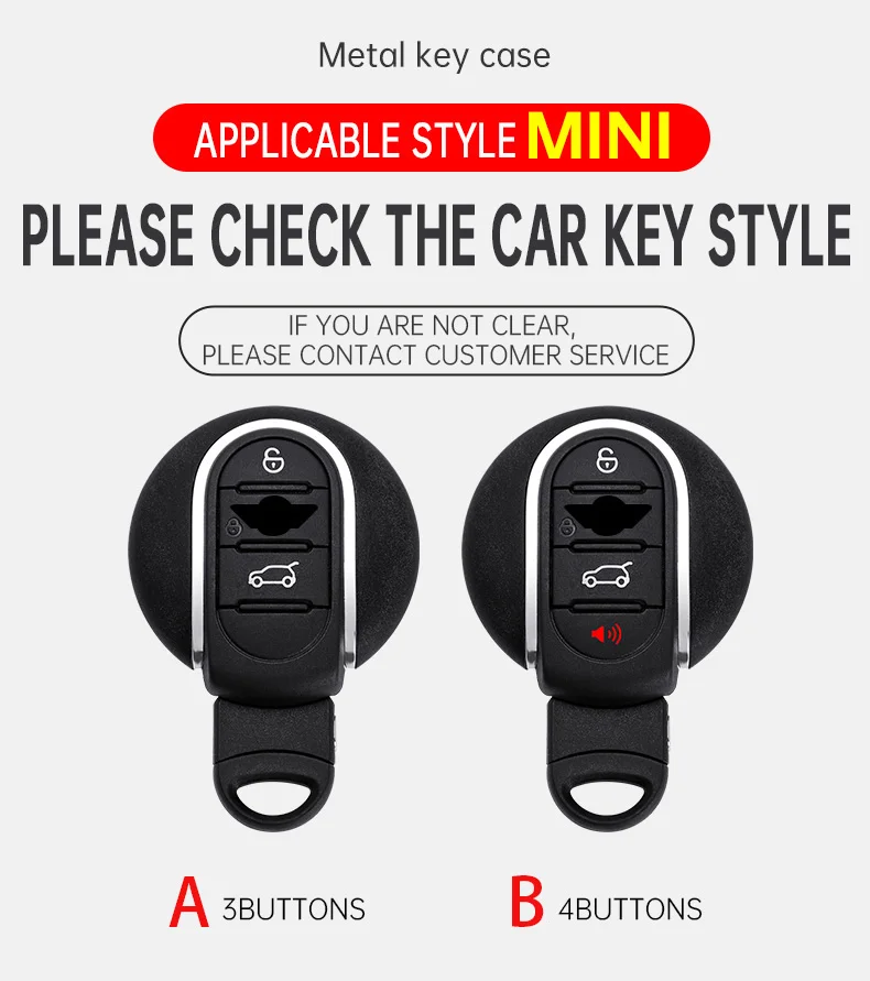 For BMW MINI Cooper One Fun F54 F55 F56 R56 R57 R58 R59 R60 R61 Car Zinc Alloy Leather Key Case Holder Cover Keychain Accessorie