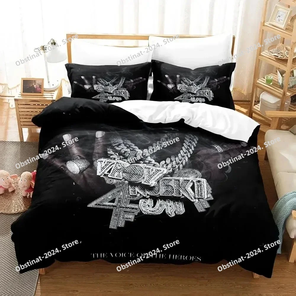 3D Lil Durk Rapper Bedding Set Printed Bed Set Duvet Cover Sheet Pillowcase Bed Soft Quilt Cover Full Queen King Size Boys Adult