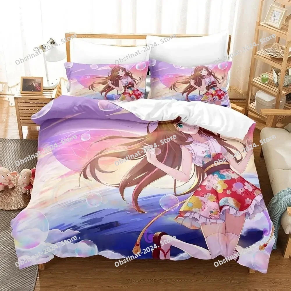 3d Printing anime Kawaii Girls Kizuna AI Bedding Set Single Twin Full Queen King Size Bed Set Adult Kid Bedroom Duvet cover Sets