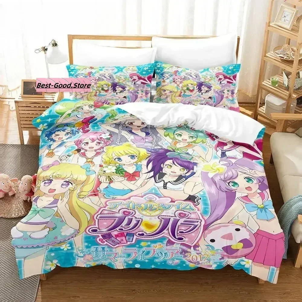 3D Kawaii Girls Idol Time Pripara Bedding Set Single Twin Full Queen King Size Bed Set Adult Kid Bedroom Anime bed sheet set
