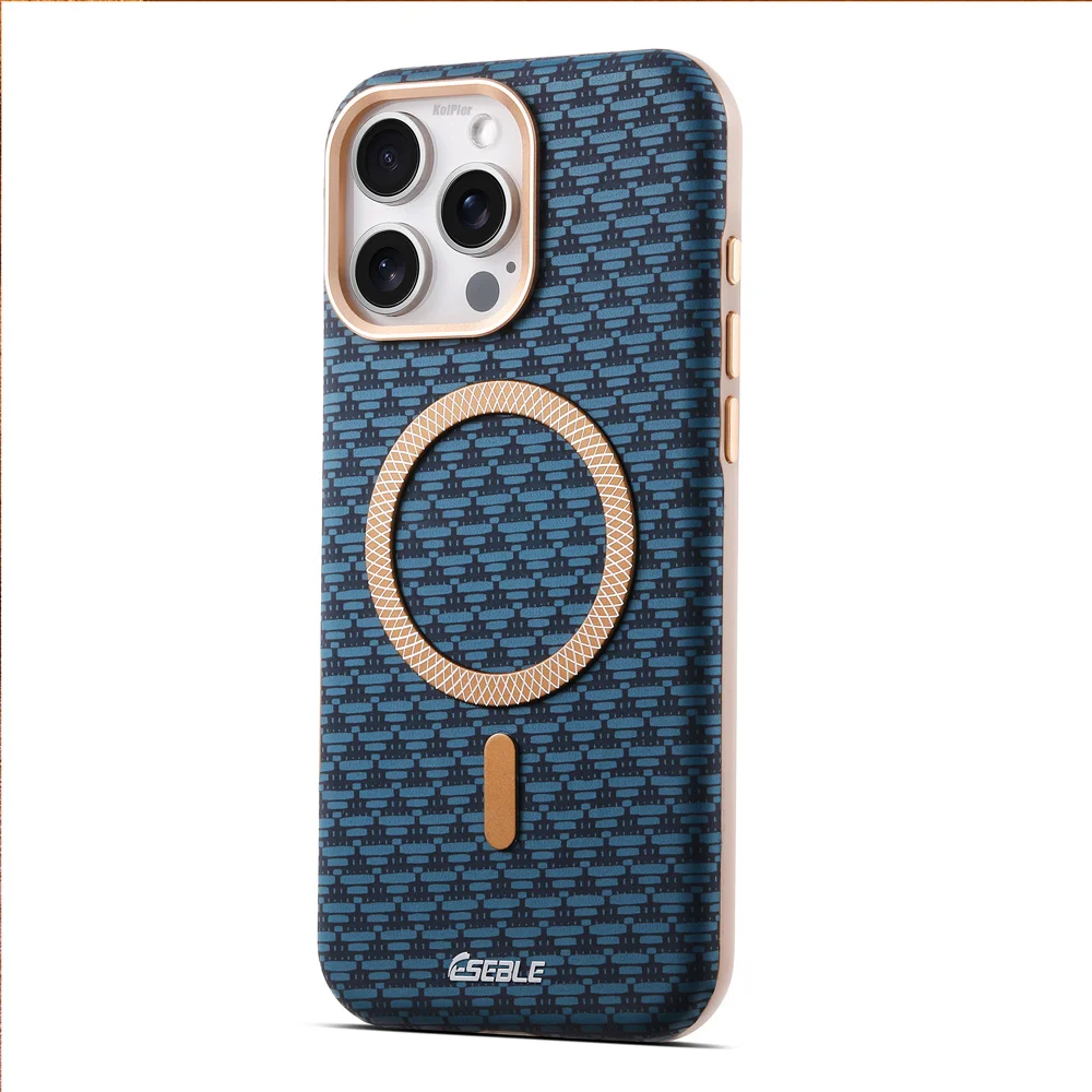 Metal Luxury PU Leather Case For iPhone 16 15 14 13 17 PRO MAX Slim Hard Magnetic Cover With Camera Lens Protector