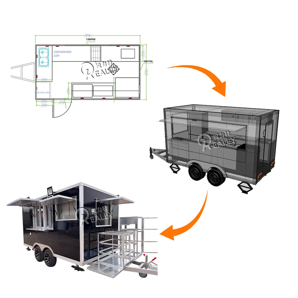 Food Trailer Coffee Cart Truck Ice Cream Trailer Outdoor Camping Chart Mobile Juice Bar Trailer in Sale