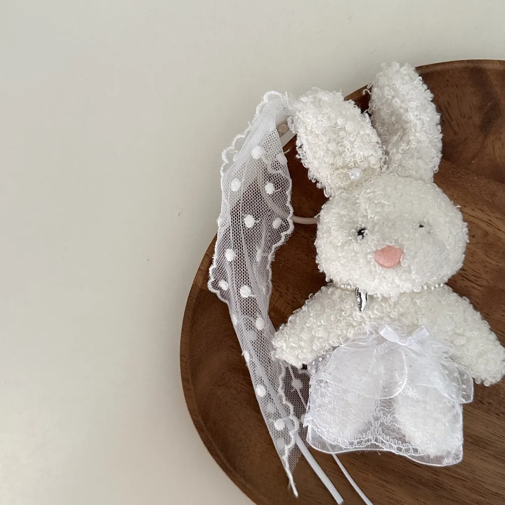 Creative PP Cotton Lace Skirt Bear Keychain Bow Korean Style Y2K Bag Charm Silk Soft Rabbit Pendant Daily