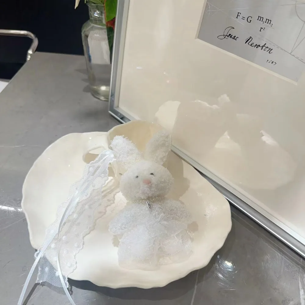Creative PP Cotton Lace Skirt Bear Keychain Bow Korean Style Y2K Bag Charm Silk Soft Rabbit Pendant Daily